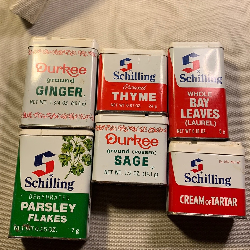 Durkee & Schilling vintage tin spice boxes